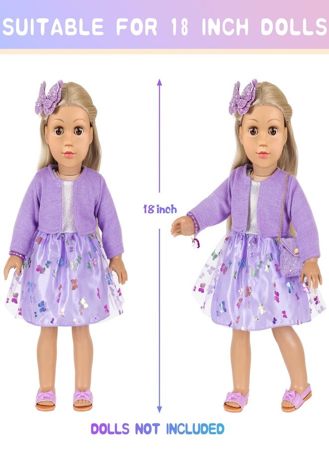 DONTNO American 18 Inch Doll Accessories with Travel Suitcase Makeup Play Set and Clothes,Shoulder Bag,Eye Shadow Plate,Butterfly Hairpin,Bracelet,Lipstick,Hair Tie,Eyelash Brush,No Doll and Shoes - Image 5